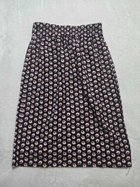 XXSP J Crew Factory pull on elastic waist black pencil floral skirt